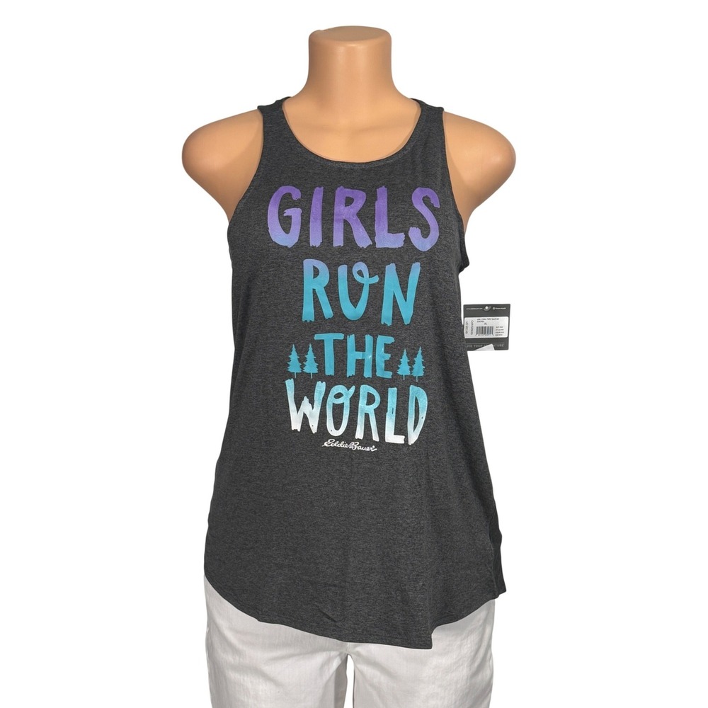 Eddie Bauer Girls Trail Twist Back Tank Top Charcoal Grey XL 16 NWT